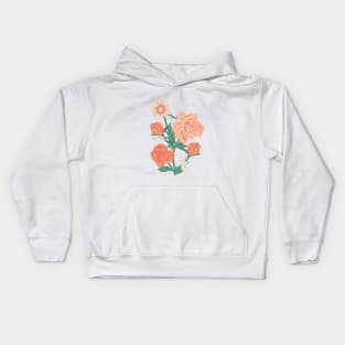 Pink Florals on Vintage Blue Kids Hoodie